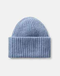 Cashmere Foldover Beanie in Smoke Blue>Veronica Beard Clearance