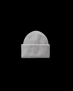 Cashmere Foldover Beanie in Heather Grey><noscript><img width=