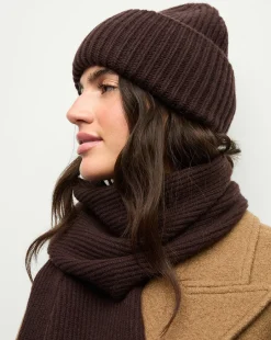 Cashmere Foldover Beanie in Dark Chocolate><noscript><img width=