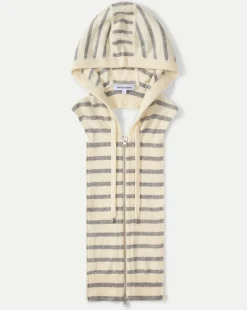 Cashmere Hoodie Dickey in Ivory/Heather Grey>Veronica Beard New