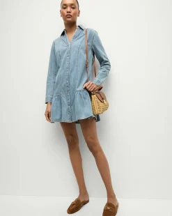 Catherine Denim Dress in Pebble Stone>Veronica Beard Hot