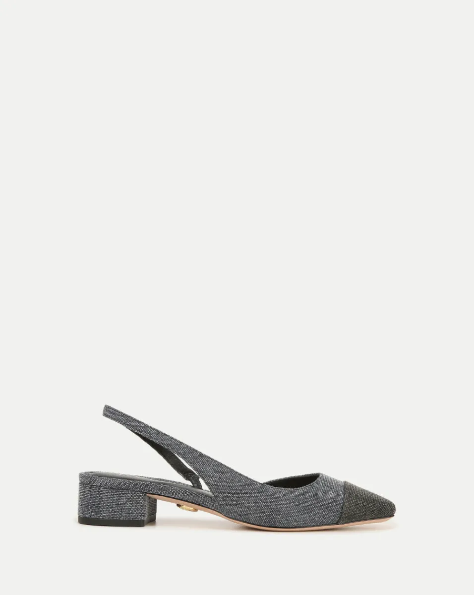 Cecile Cap-Toe Denim Slingback>Veronica Beard Sale