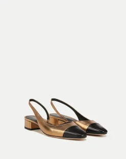 Cecile Cap-Toe Leather Slingback>Veronica Beard Best