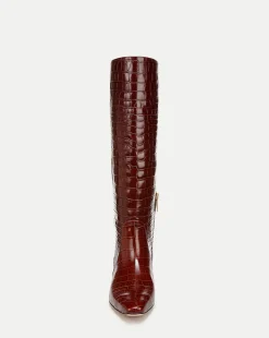 Cecile Croc Knee High Boots in Brown><noscript><img width=