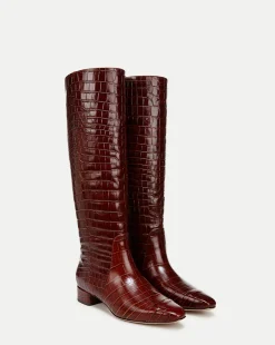 Cecile Croc-Embossed Tall Boot Wide-Calf>Veronica Beard New