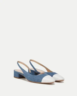 Cecile Denim Cap-Toe Slingback in>Veronica Beard Online