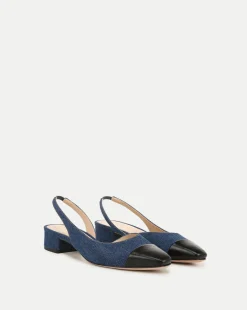 Cecile Denim Cap-Toe Slingback in>Veronica Beard New