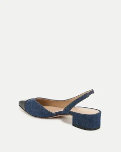Cecile Denim Cap-Toe Slingback in><noscript><img width=