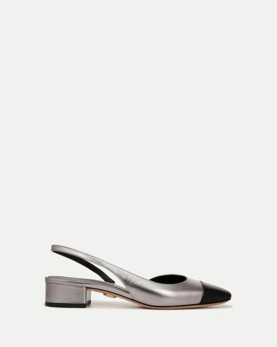 Cecile Leather Cap-Toe Slingback in>Veronica Beard Hot