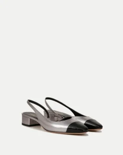 Cecile Leather Cap-Toe Slingback in>Veronica Beard Hot