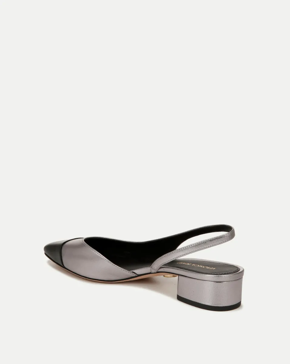 Cecile Leather Cap-Toe Slingback in>Veronica Beard Hot
