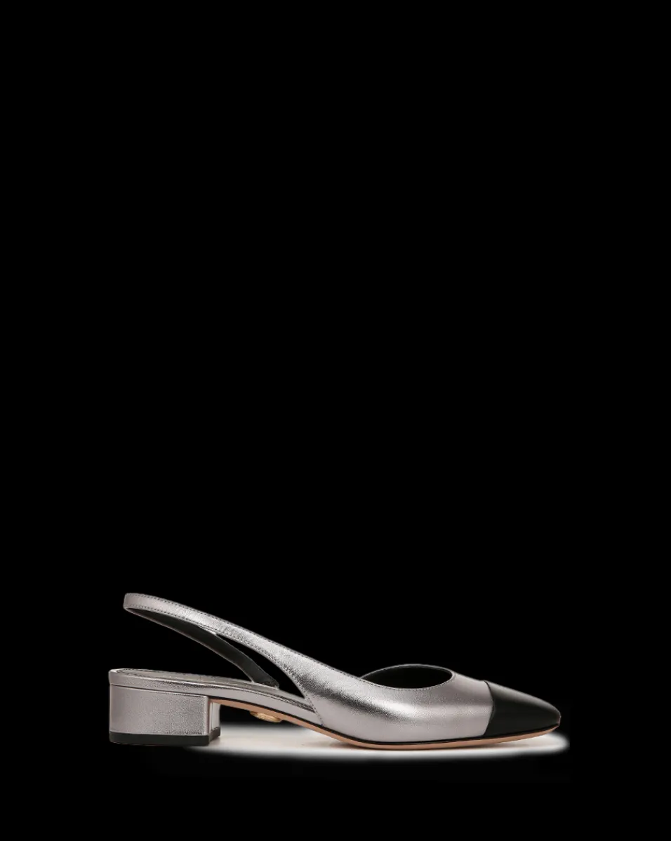 Cecile Leather Cap-Toe Slingback in>Veronica Beard Hot