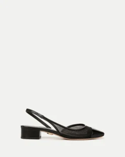 Cecile Mesh Cap-Toe Slingback in Black>Veronica Beard Hot