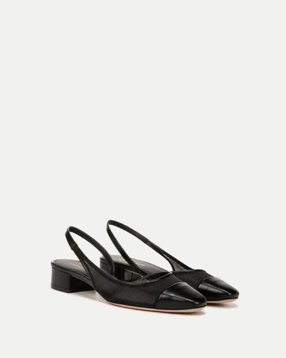 Cecile Mesh Cap-Toe Slingback in Black>Veronica Beard Hot