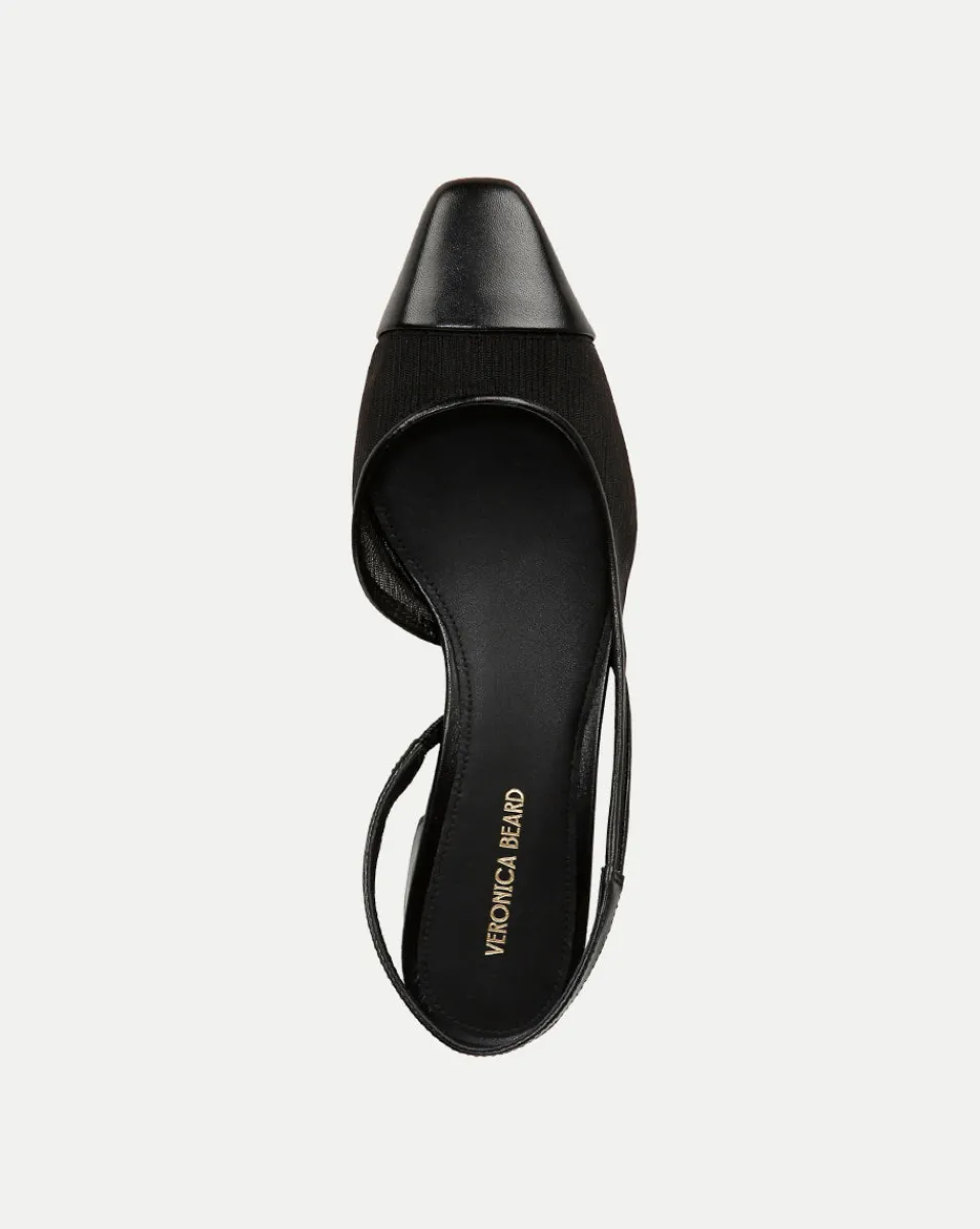Cecile Mesh Cap-Toe Slingback in Black>Veronica Beard Hot