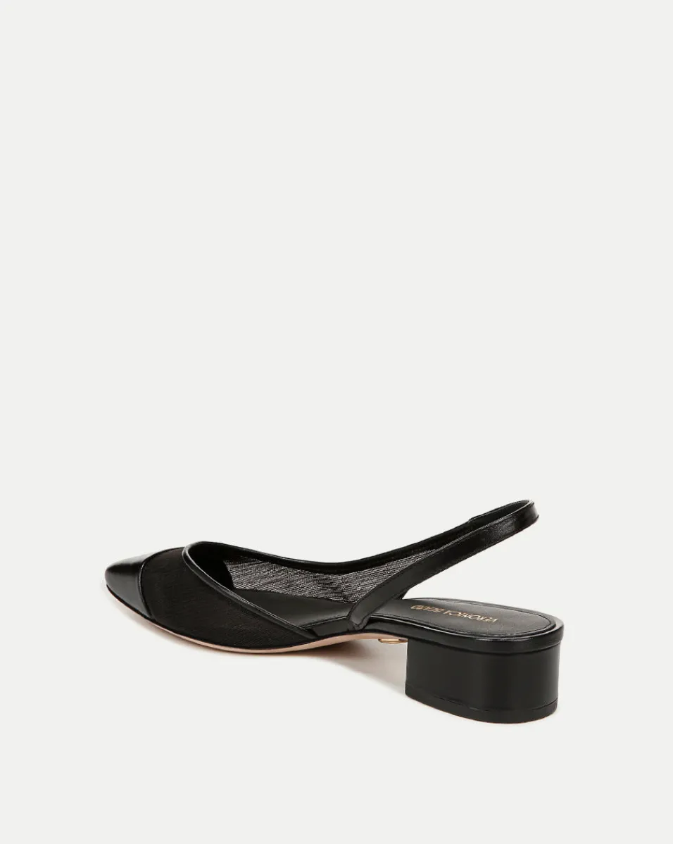 Cecile Mesh Cap-Toe Slingback in Black>Veronica Beard Hot