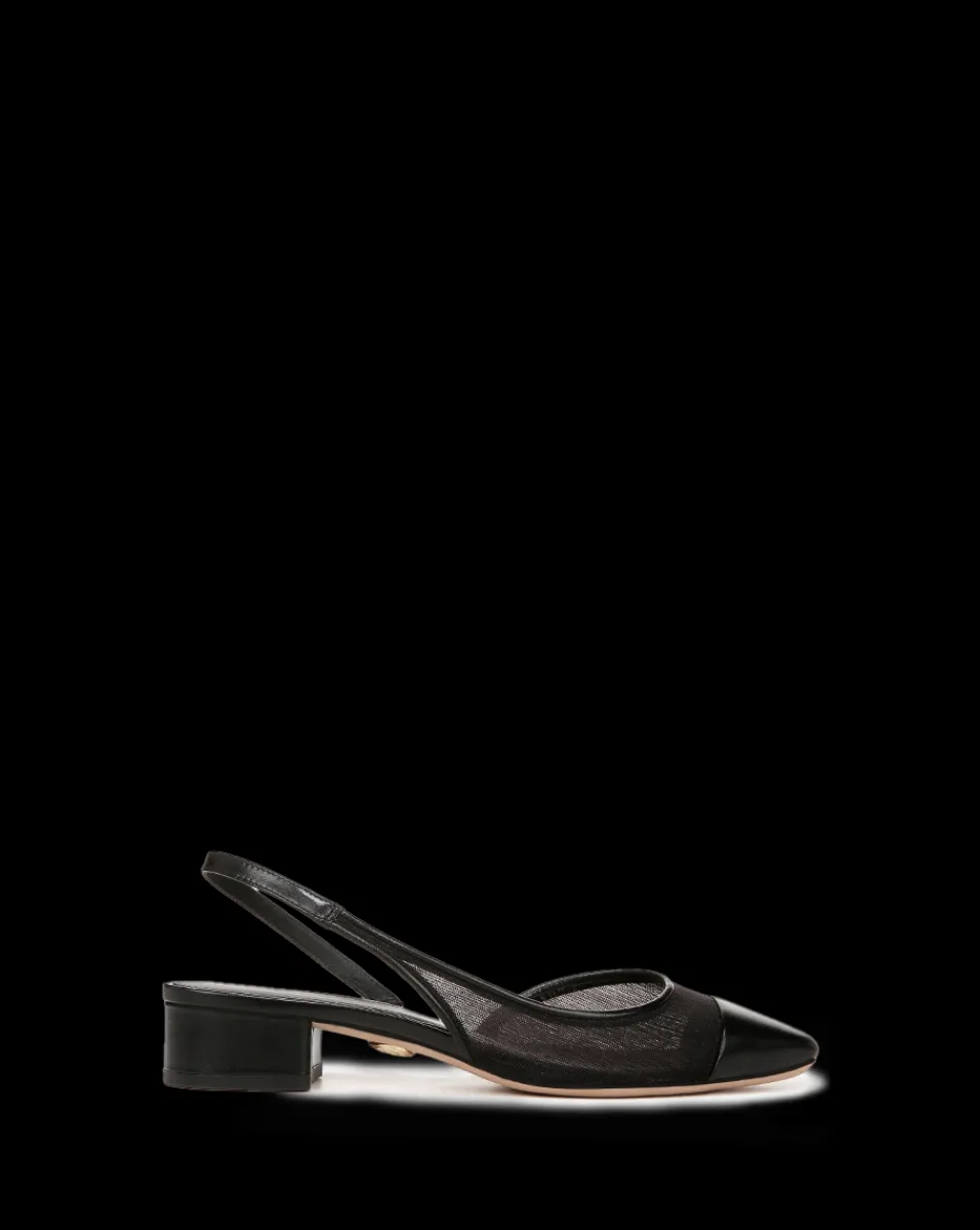 Cecile Mesh Cap-Toe Slingback in Black>Veronica Beard Hot
