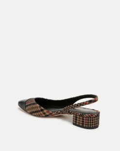 Cecile Plaid Cap-Toe Slingback in Camel Multi><noscript><img width=