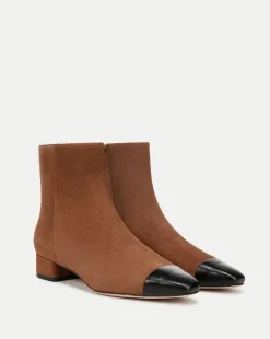 Cecile Suede Cap-Toe Bootie in>Veronica Beard Clearance