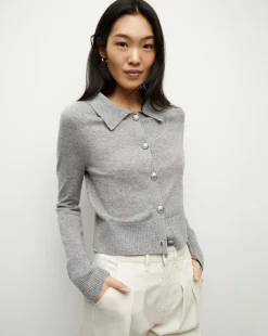 Cheshire Cashmere Cardigan in Heather Grey>Veronica Beard New