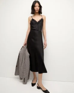 Clover Stretch Silk Midi Skirt in><noscript><img width=