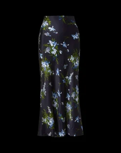 Clover Stretch-Silk Skirt in Navy Multi><noscript><img width=