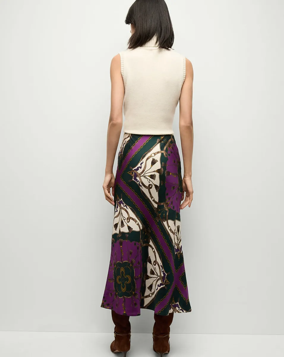 Clover Stretch-Silk Skirt in Pine Multi>Veronica Beard Best