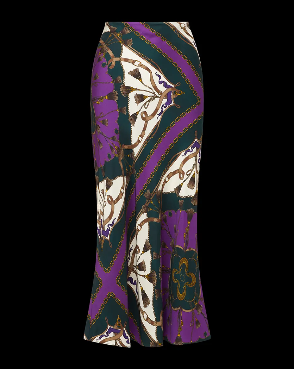 Clover Stretch-Silk Skirt in Pine Multi>Veronica Beard Best