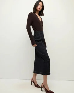 Coleta V-Neck Cashmere Sweater in Dark Chocolate>Veronica Beard Hot