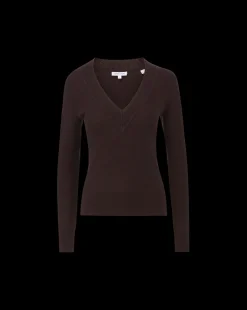 Coleta V-Neck Cashmere Sweater in Dark Chocolate><noscript><img width=