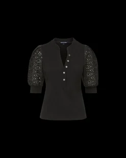 Coralee Eyelet Puff-Sleeve Tee in><noscript><img width=