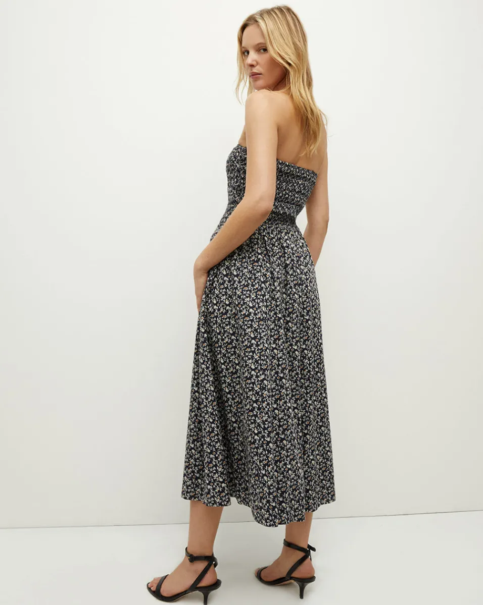 Cornelia Smocked Dress in Navy Multi>Veronica Beard Best