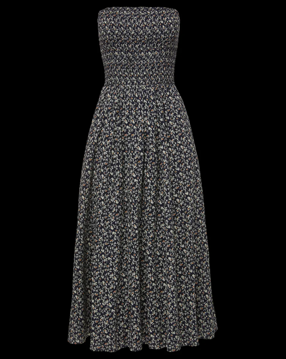 Cornelia Smocked Dress in Navy Multi>Veronica Beard Best