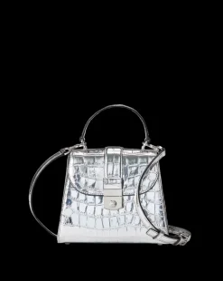 Crest Lock Croc-Embossed Top Handle Bag in><noscript><img width=