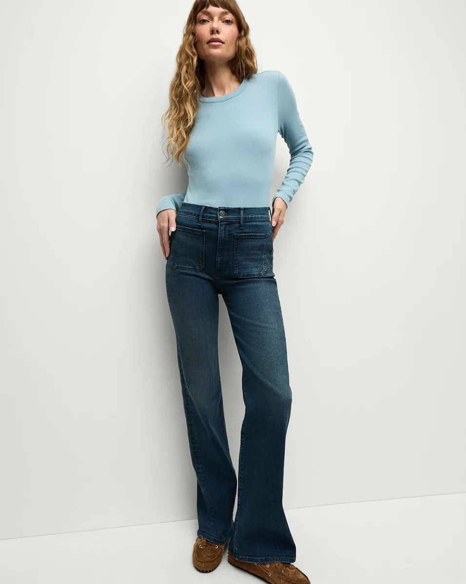 Crosbie Patch-Pocket Slim Wide-Leg Jeans in Northern Lights>Veronica Beard Sale