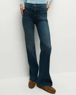 Crosbie Patch-Pocket Slim Wide-Leg Jeans in Northern Lights>Veronica Beard Sale