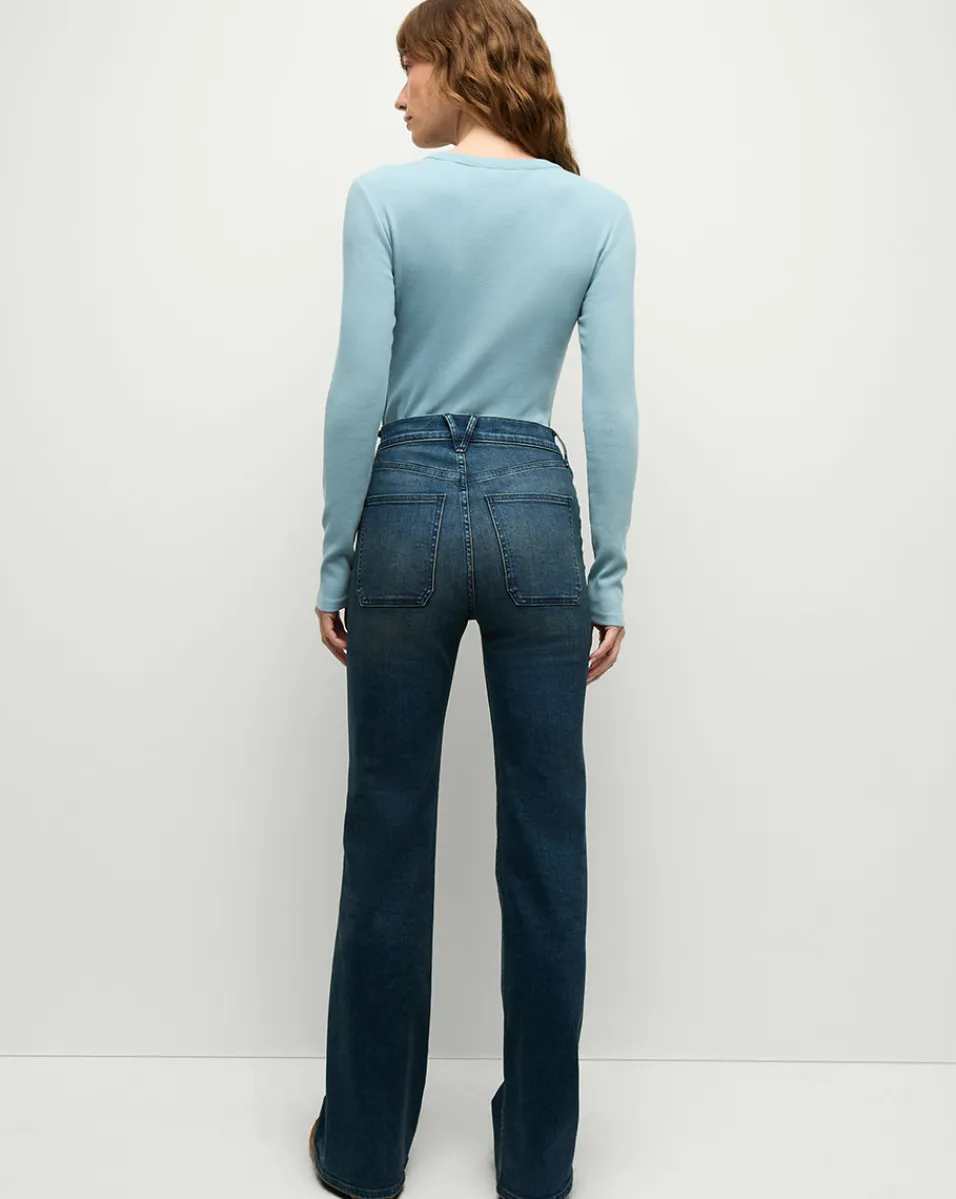 Crosbie Patch-Pocket Slim Wide-Leg Jeans in Northern Lights>Veronica Beard Sale