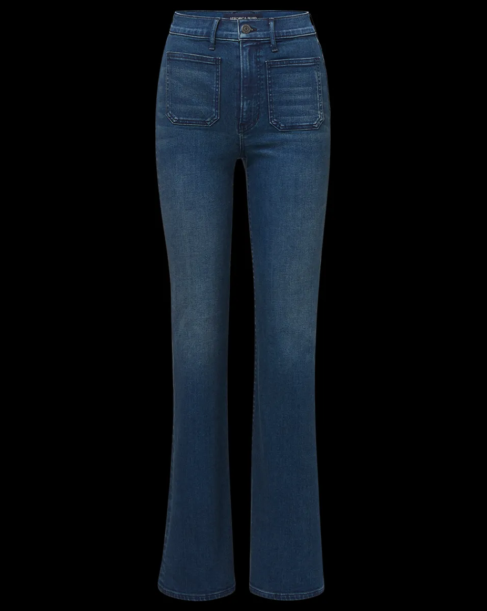 Crosbie Patch-Pocket Slim Wide-Leg Jeans in Northern Lights>Veronica Beard Sale