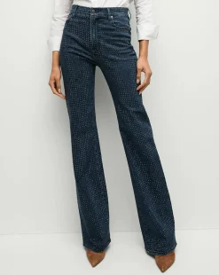 Crosbie Rhinestone Wide-Leg Jean in Indigo Rinse>Veronica Beard Hot