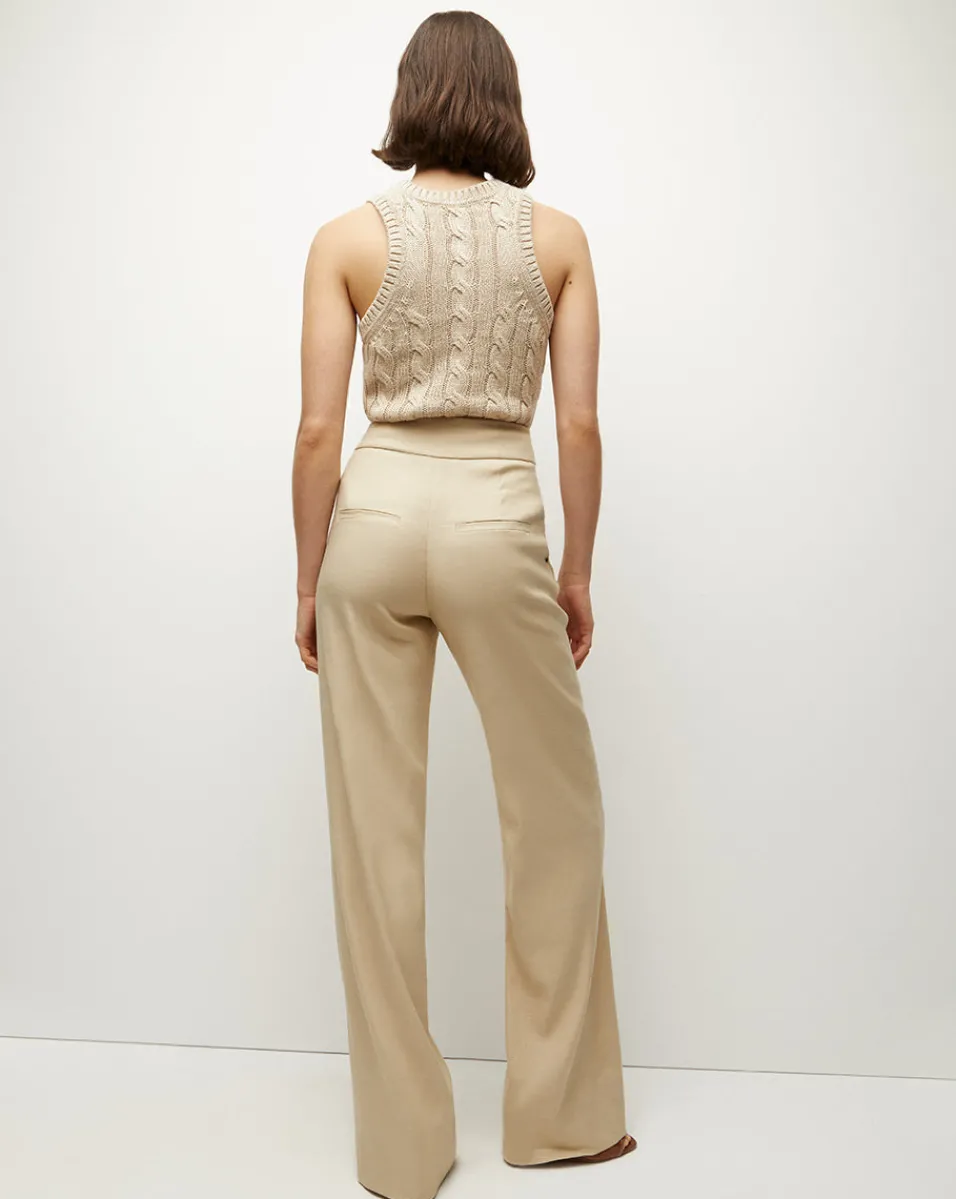 Cruz Stretch-Linen Pants in Stone Khaki>Veronica Beard Hot