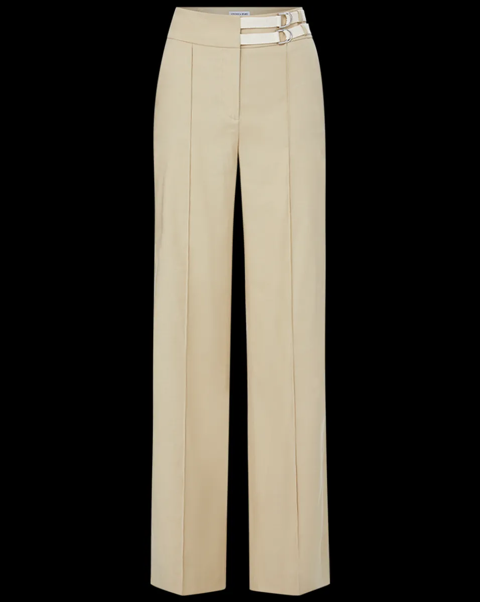 Cruz Stretch-Linen Pants in Stone Khaki>Veronica Beard Hot