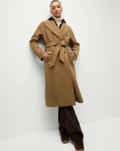 Della Wool Dickey Coat in Dark Camel><noscript><img width=