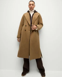 Della Wool Dickey Coat in Dark Camel><noscript><img width=