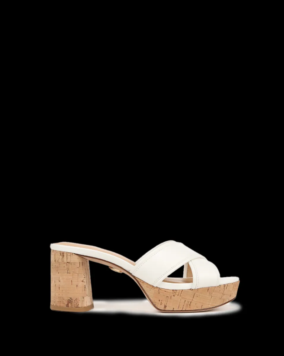 Dory White Cork Block-Heel Sandal>Veronica Beard Sale