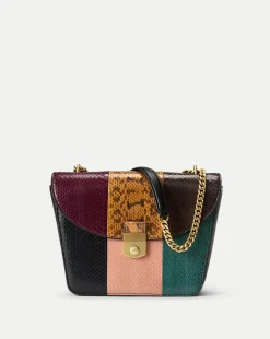 Double Link Patchwork Flap Bag in Cognac Multi>Veronica Beard Hot