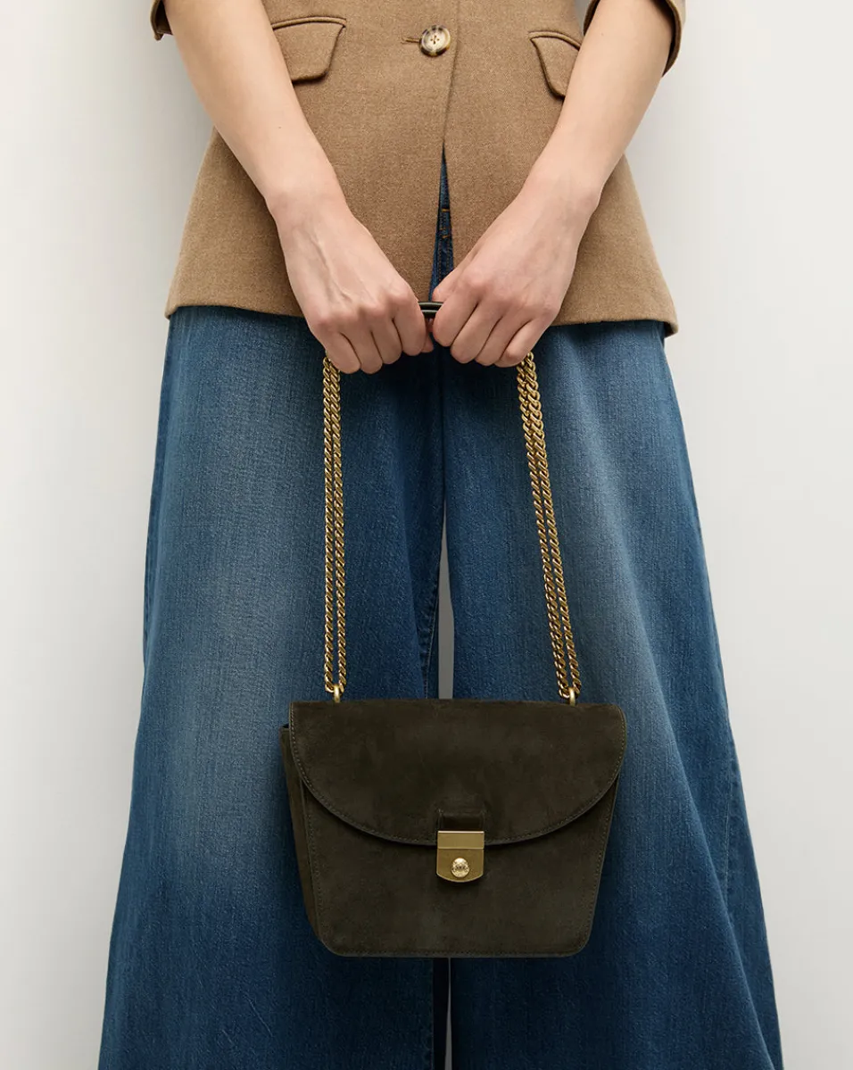 Double Link Suede Flap Bag in>Veronica Beard New