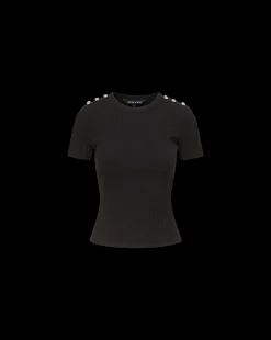 Draya Rhinestone Button Tee in><noscript><img width=