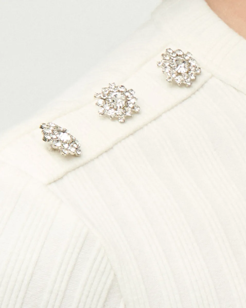 Draya Rhinestone Button Tee in>Veronica Beard Best