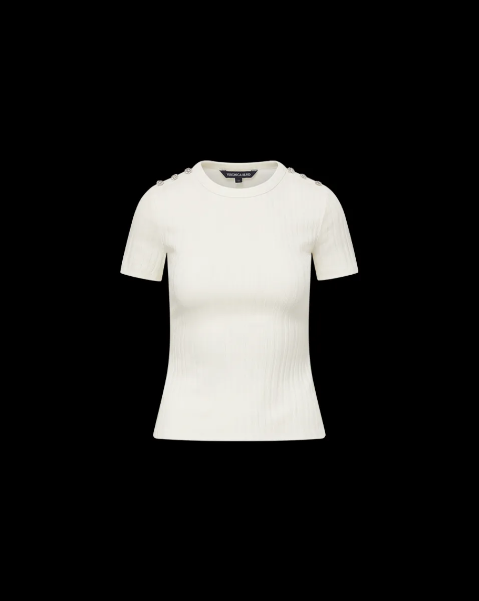 Draya Rhinestone Button Tee in>Veronica Beard Best