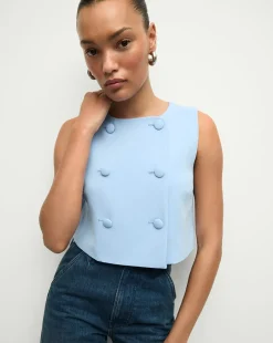 Drexley Cropped Vest in Blue Sky>Veronica Beard Sale